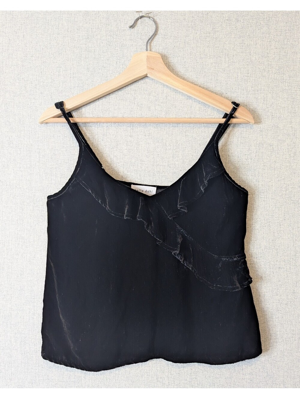 Bella Dahl silk blend velvet ruffle cami top